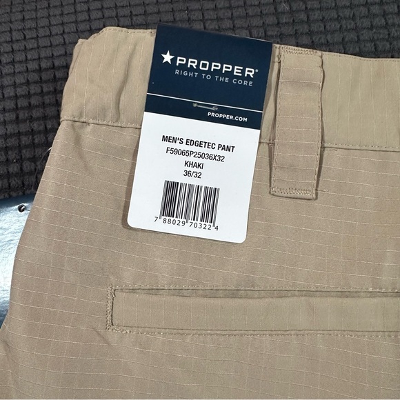 Propper Edgetec Tactical Pants Khaki 36x32 Slider Waist DWR Ripstop Mens - Picture 5 of 10